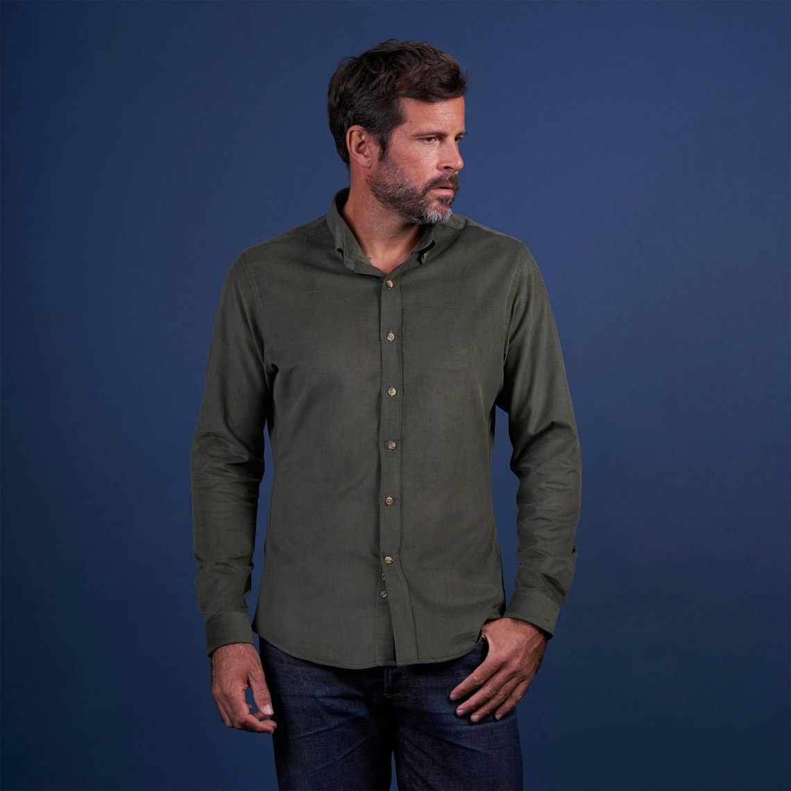 Corduroy shirt dark green