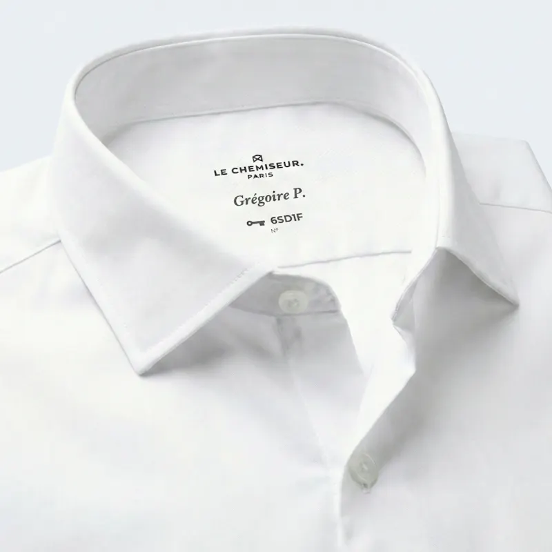 white christmas dresses Superfine Egyptian Cotton Solid Color Straight Collar Dress Shirt - White